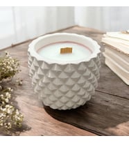 Toz Pembe El Yapımı Beton Saksıda %100 Doğal Soya Wax Mum