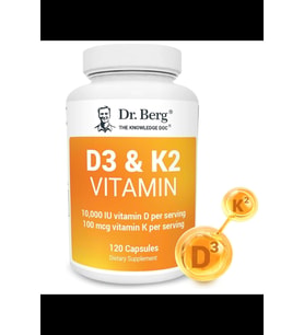 Dr. Berg Vitamin D3 K2 w/MCT Powder - Includes 10,000 IU of Vitamin D3, 100 mcg MK7 Vitamin K2, Purified Bile Salts, Zinc & Magnesium for Ultimate Absorption - 120 Capsul.3959 (Renksiz)