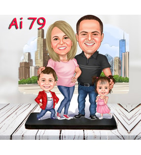 Kişiye Özel Ahşap Biblo - Aile Karikatür Biblo - 4 Kişilik Aile Biblo 36