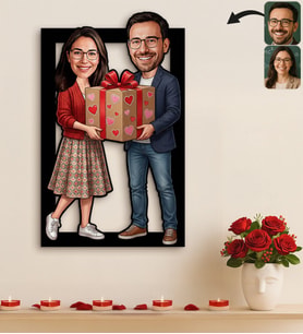 BK Gift Kişiye Özel Sevgili Karikatürlü 3D Ahşap Tablo -17, Fotoğraftan Karikatür, Sevgililer Günü Hediyesi, Ev Hediyesi