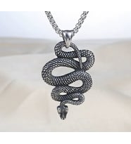 voyageaccessory Antik Eskitme Paslanmaz Çelik Şifa Simgesi Yılan Kolye / 60 Cm Zincirli