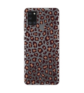 Samsung Galaxy A21S Uyumlu Leopar Desenli Şeffaf Telefon Kılıfı