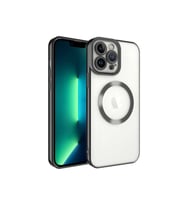 Apple iPhone 13 Pro Uyumlu Kılıf M-safe Wireless Şarj Özellikli Zore Setro Silikon (Siyah)