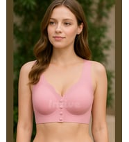 Elise İthal Fitilli Önü Çıtçıt Düğmeli Açılabilen Üstün Kalite Dikişsiz Lazer Kesim Bralet (Pudra Pembe)
