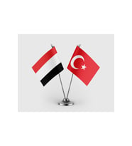 Yemen Bayrağı ve Türk Bayrağı İkili Saten Masa Bayrağı Takımı