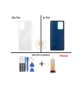 Redmi Note 12 Pro Plus 5G - Lenssiz Beyaz Uyumlu Arka Kapak + Yapıştırıcı ve Vida Seti