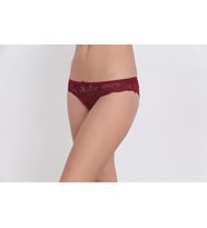 Ön ve Arka Dantelli Düşük Bel Slim Külot Bordo