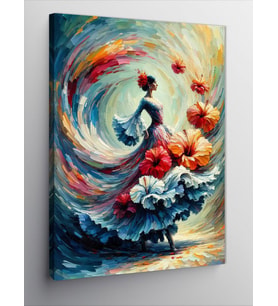 Kanvas Tablo Gelincik Çiçeği Ve Kadın