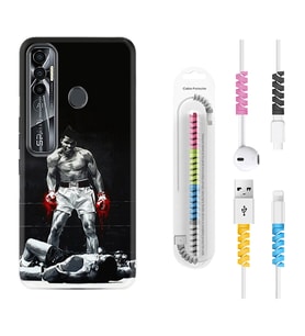 Tecno Spark 6 6 Go 8C 8 Pro 7 7 Pro Kılıf Kablo Koruma Spiral Silikon Moon Baloon 1369