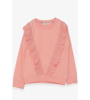 Breeze Kız Çocuk Sweatshirt Güpürlü 4-9 Yaş, Somon