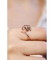 925 Ayar Gümüş Kedi Figürlü Ayarlanabilir Rose Yüzük - Y018001