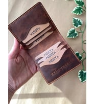 ALESTA LEATHER İsme Özel El Yapımı Hakiki Deri Modern Erkek Cüzdanı (Koyu Taba)