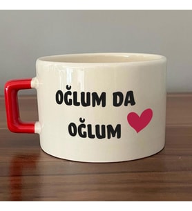 Oğlum Da Oğlum Baskılı Kırmızı Kulplu C Fincan