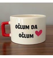 Oğlum Da Oğlum Baskılı Kırmızı Kulplu C Fincan