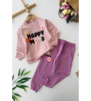 Miniğimin Cicileri Happy Mood Çiçek Örgü Detaylı Kız Çocuk Takım - Mürdüm