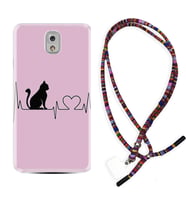Samsung Note 3 4 5 8 9 20 Ultra 10 Lite Kılıf Boyun Asklı Rasta Silikon Pink Cat Heart 1303