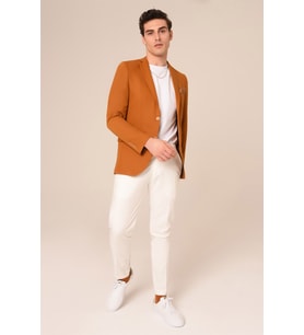 Hardal Renk,Blazer Tek Ceket Mono Yaka Slim Fit  Agustini