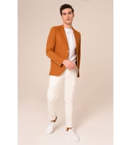 Hardal Renk,Blazer Tek Ceket Mono Yaka Slim Fit  Agustini
