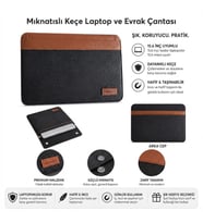 15.6 İnç Mıknatıslı Keçe Laptop ve Evrak Çantası, Notebook Bilgisayar ve Dosya Taşıma Çantası