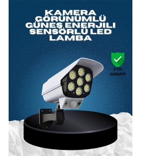 Güneş Enerjili Kamera Görünümlü Hareket Sensörlü LED Duvar Lambası Uzaktan Kumandalı