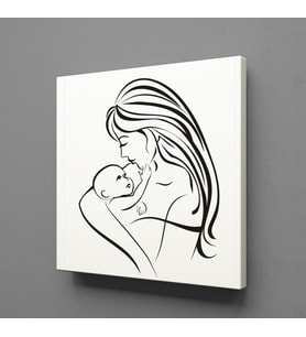 BEBEĞİYLE İLGİLENEN ANNE KANVAS TABLO 180x180cm