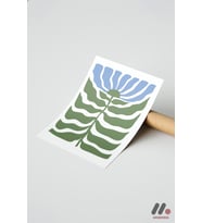 Yeşil Yaprak Grafik, Çerçevesiz Yüksek Kalite Duvar Afişi - Ev Dekorasyonu