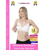 #EmzirmeSütyeni Klipsli Desteksiz Balensiz Hamile Lohusa Esnek Yumuşak Emzirme Sütyeni - 2 Adet (Beyaz)