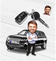Kişiye Özel Araba Temalı Karikatür Ahşap Anahtarlık