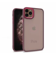 Apple iPhone 11 Pro Max Kılıf Case, Kamera Lens Korumalı Elektroplatin Kaplama Sert PC Koruyucu Colourful Platinum Serisi (Kırmızı)