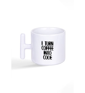 I Turn Coffee Into Code Baskılı T Kulplu Latte Fincan Kupa Bardak