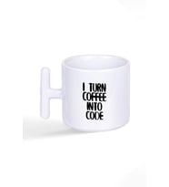 I Turn Coffee Into Code Baskılı T Kulplu Latte Fincan Kupa Bardak