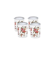 Şeffaf Kapaklı Çiçek Desenli 4 lü Kavanoz Set - 0,8 lt