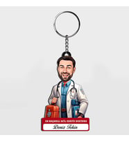 Karikatürlü - Erkek Acil Servis Doktoru İsimli Anahtarlık