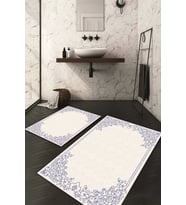 Dijital Baskılı Kaymaz Taban Yıkanabilir 2'li Klozet Takımı Banyo Paspası NDKZ-HY-1244 (Mavi)