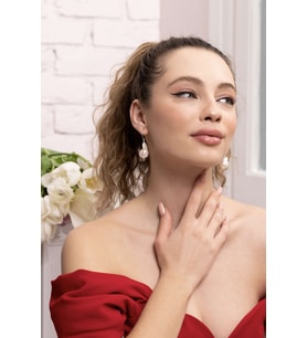 Alessandra 925 Ayar Gümüş Kolye ve Küpe Seti