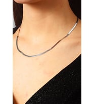 İtalyan Ezme Rodyumlu Gümüş Kolye 6268
