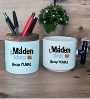 Maden Mühendisi Hediye Sepeti Kupa Bardak T Kulplu, Kalemlik Hediyeleri Mühendisler Günü Hediyesi (Model 2)