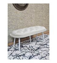 Ufo Oturak Bench - Beyaz Boyalı Sivriltme Ayak - Oturak - Bench - Puf - Yatak Ucu Pufu Krem Renk 100 x 50 Boyut/Ebat (Çok Renkli)
