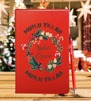 Yılbaşı İçin Kişiye Özel Tasarım Defter Kalem Hediye Seti
