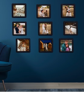 Kişiye Özel 9 Adet 8,5x8.5 Sök Tak Fotoğraflı Siyah Çerçeve