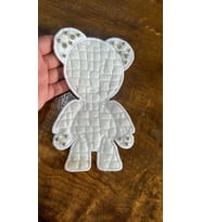 ZİRKON TAŞLI BEYAZ AYICIK ARMA DİKİŞ APLİKE 20X12 CM