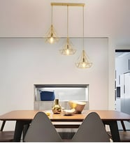3 Başlı Avize Modern Restoran Bar Tezgahı Koridor Geçidi Balkon Ofis Yatak Odası Yatak Başı Merdiven Metal Sıralı Avize 3225-W85-4D-XX (Gold)