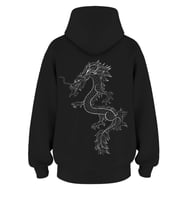 Oversize 'Fıre Snake' Baskılı Kapşonlu Hoodie Sweatshirt (Siyah)