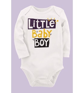 Organik Baskılı Pamuklu Unisex Bebek Body UZUNE177