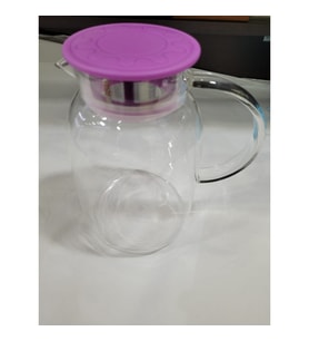 Ev Eşyası İnce Cam Süzgeçli Sürahi 1700ml Mor Kapaklı