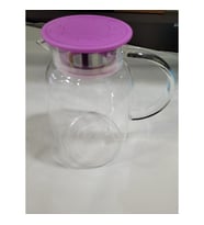 Ev Eşyası İnce Cam Süzgeçli Sürahi 1700ml Mor Kapaklı