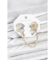 Uzay Model Pirinç Gold Renk Zincir Bağlantılı Ear Cuff Küpe Seti - TJ-BKP11546 TG-V 12505