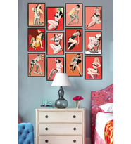 Duvar tablo, Genç Odası, Çerçeveli duvar tabloları, Pop Art Kızları, Parçalı Mdf Tablo, Pop Art 12 Parça Tablo, Mutfak Mdf Tablo