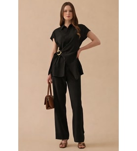 10005 ÖNDEN GİZLİ FERMUARLI KETEN PANTALON #26#