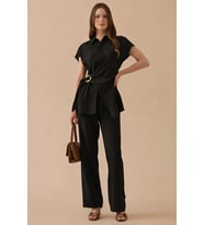 10005 ÖNDEN GİZLİ FERMUARLI KETEN PANTALON #26#